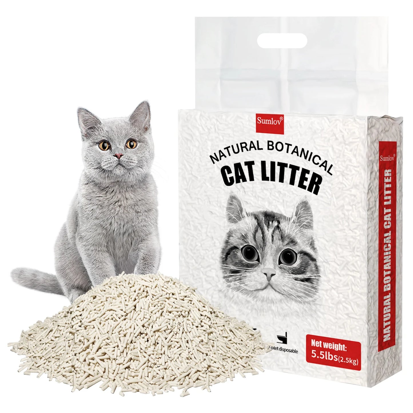 Sumlov Tofu Cat Litter 33lbs – Eco-Friendly, Odor-Control, Flushable