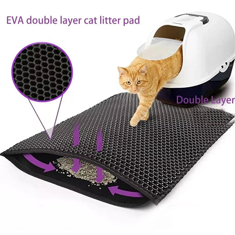 Double-Layer Waterproof EVA Cat Litter Mat – Non-Slip, Easy-Clean Floor Pad