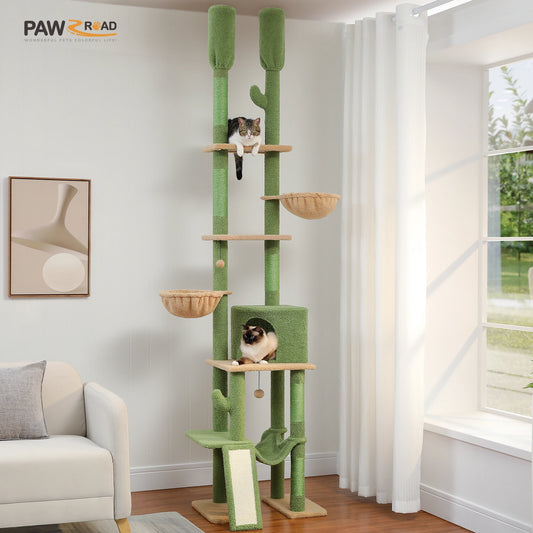 Cactus Cat Tree Tower – Floor-to-Ceiling Adjustable Climbing Fun